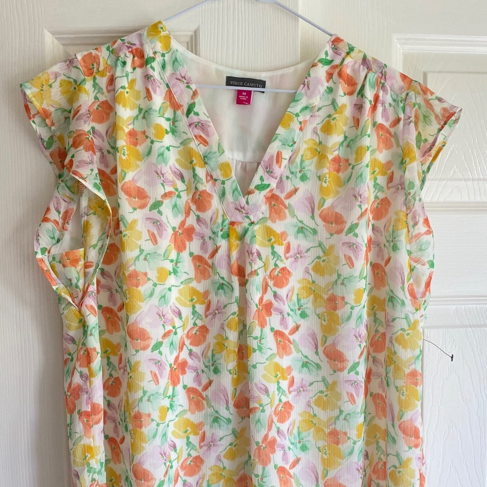 Vince Camuto floral Blouse Suze M Lined NWOT